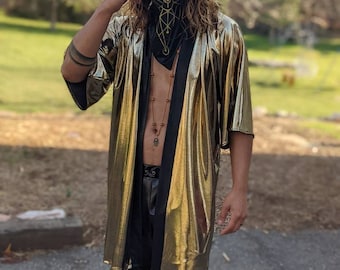 Men's Rave Kimono | Gold Kimono| Festival Cloak| Festival Jacket | Festival Kimono | Men's Festival Clothes |