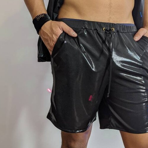 Silver Iridescent Men's Shorts Rave Shorts Holographic Etsy