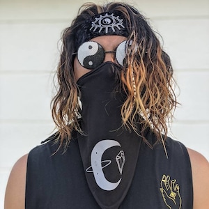 Third Eye Rave Headband| Reflective| Psychedelic Headband| Yin Yang Mens Headband | Mens Festival| Rave Accessory| Festival|