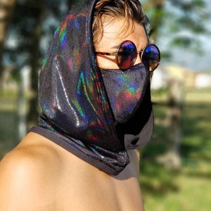 Rave Hood| Festival Hood| Hood Scarf| Mens Rave Wear| Men's Festival Hood| Men's Festival Wear