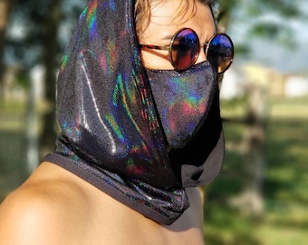 Rave Hood| Festival Hood| Hood Scarf| Mens Rave Wear| Men's Festival Hood| Men's Festival Wear