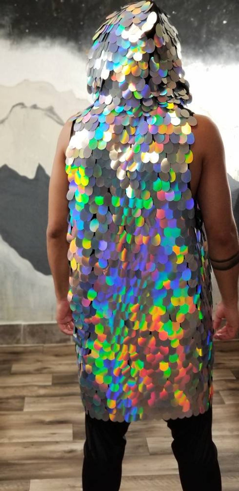 Men's Rave Vest Men's Sequin Vest Festival Hoodie Etsy