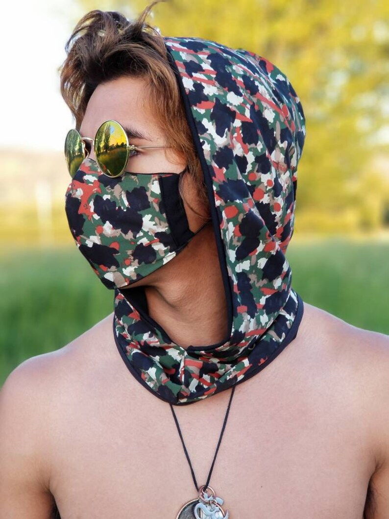 Rave Hood Festival Hood Hood Scarf Mens Rave Wear Womens Etsy
