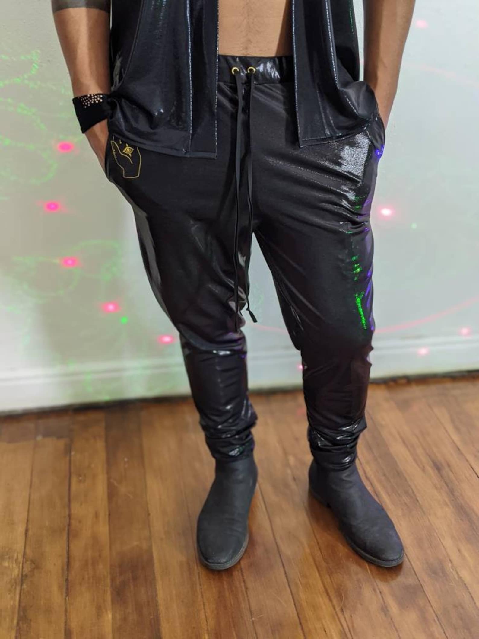 reflective iridescent joggers