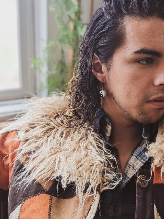 Yin Yang Earring for Men Boho Hippy Men s Single Earring Yin Yang Earring for Men Trippy Earring Etsy
