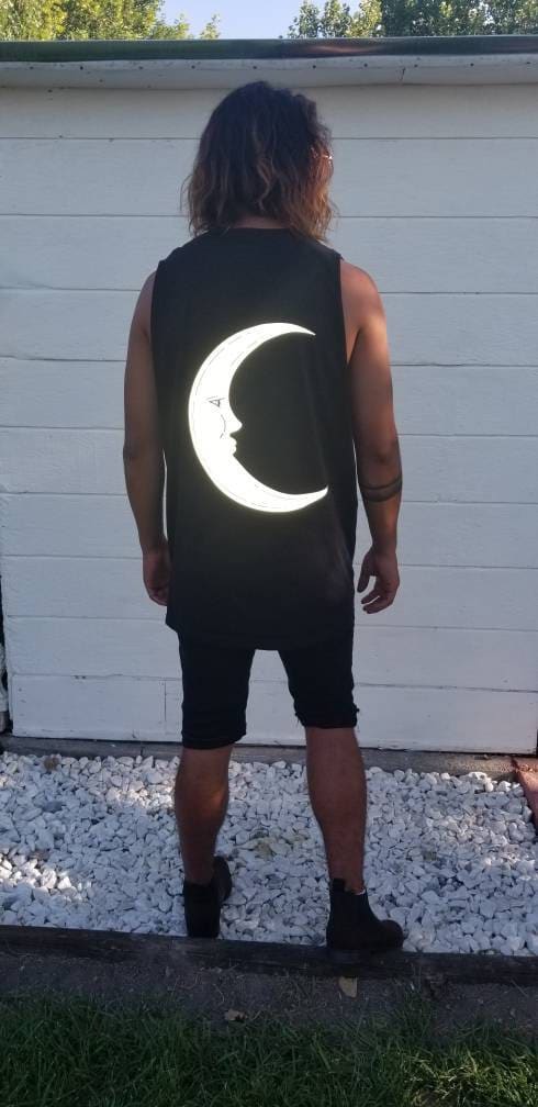 Reflective Moon Shirt| That Electric Touch Graphic Shirt | Men's Rave Cut Off|