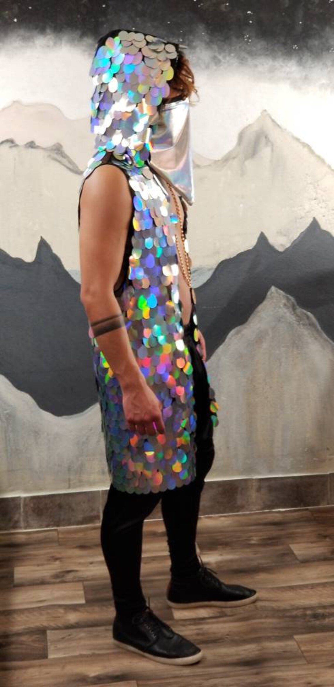 Men's Rave Vest Men's Sequin Vest Festival Hoodie Etsy