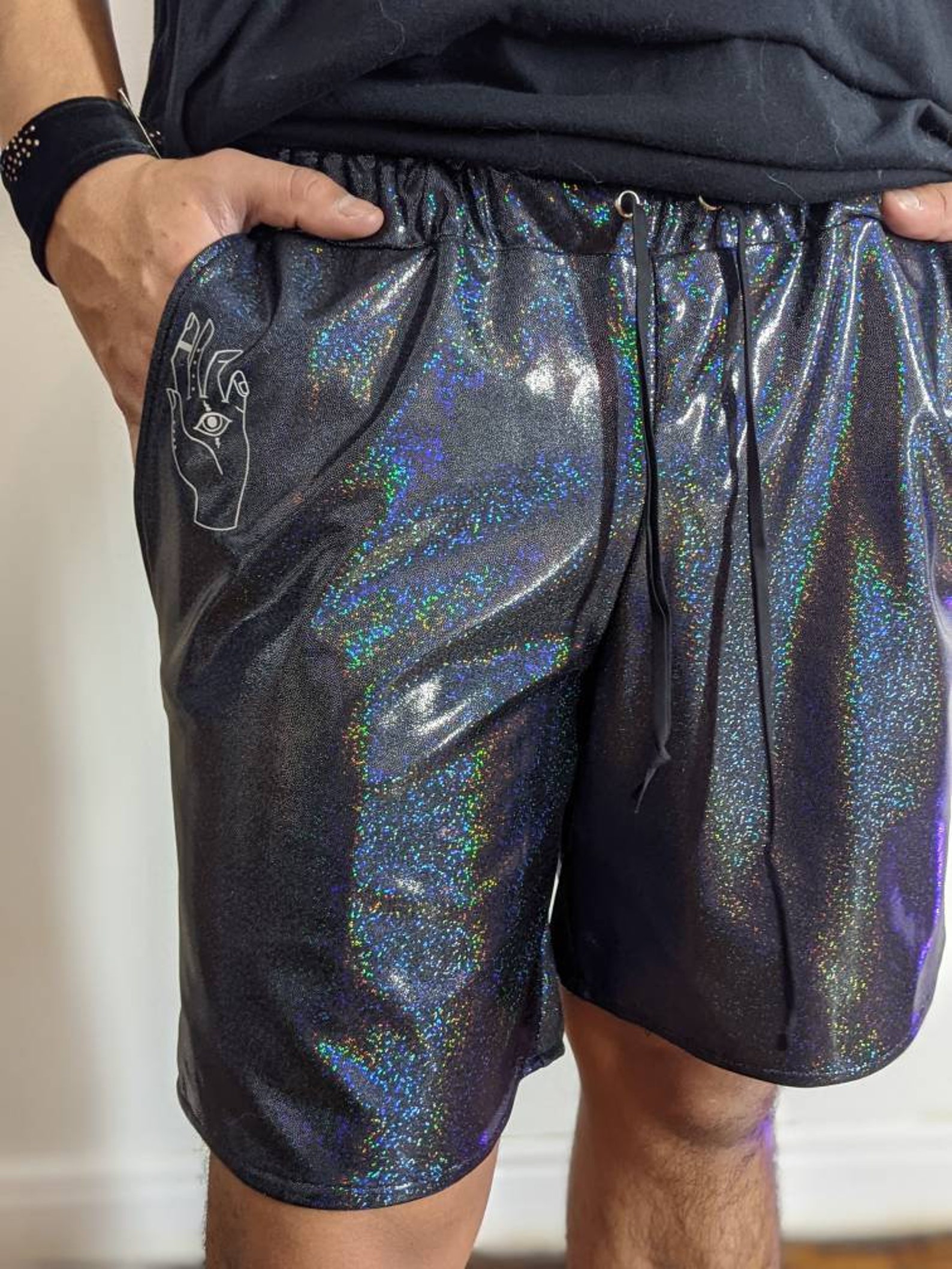 Iridescent Men's Shorts Rave Shorts Iridescent Rave Etsy