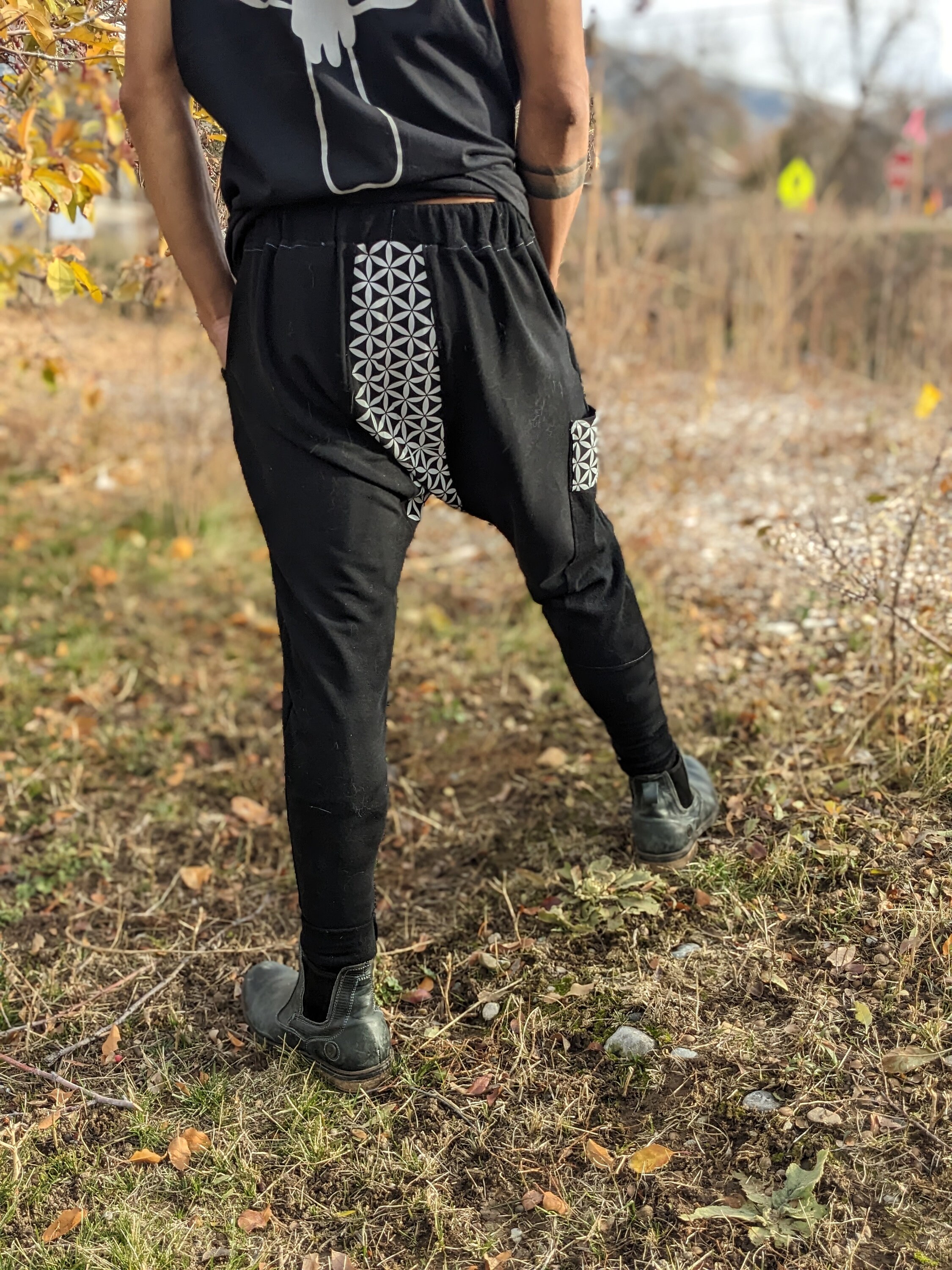 Reflective Seed of Life Harem Pants: Men's Rave Joggers - Etsy