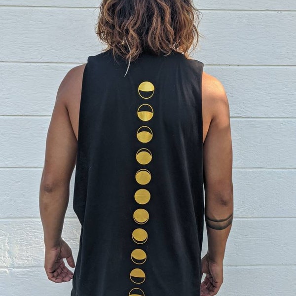 Moon Phase Graphic Cut Off Shirt