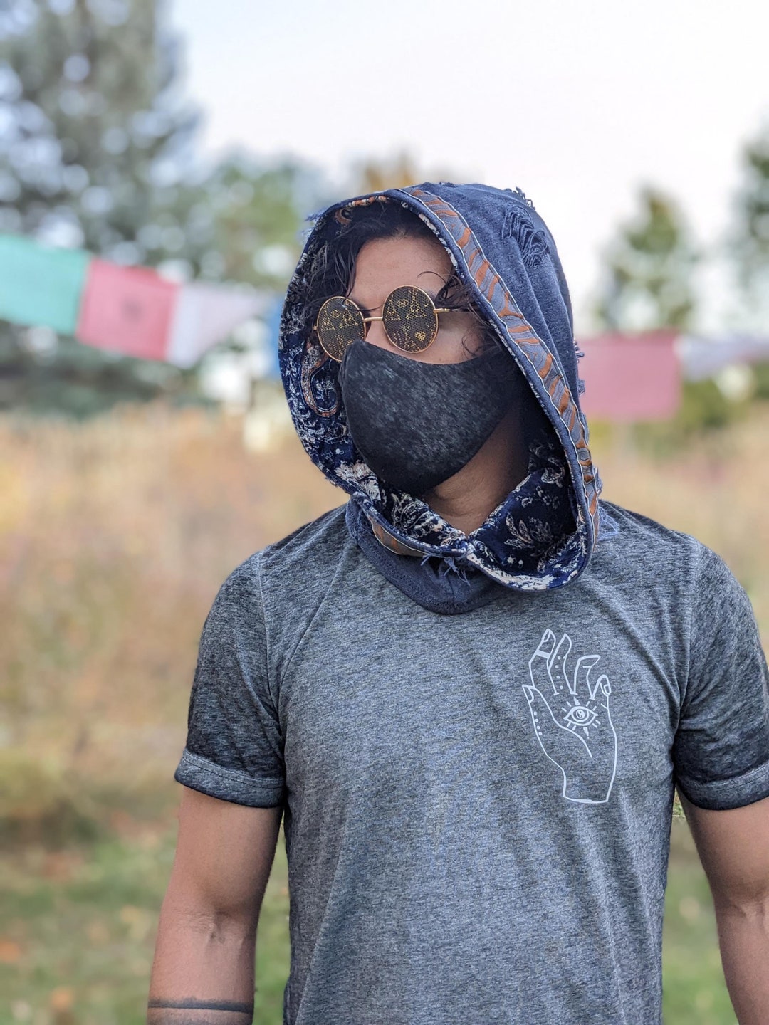 Reversible Rave Hood| Velvet Paisley Festival Hood| Hood Scarf| Men's ...
