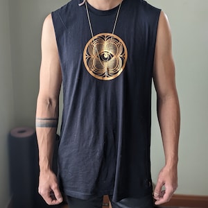 Mystic Ouroboros-oog afgesneden| Seed of Life-tank| Yogatanktop heren|  That Electric Touch-shirt met print | Rave-afsnijding heren|