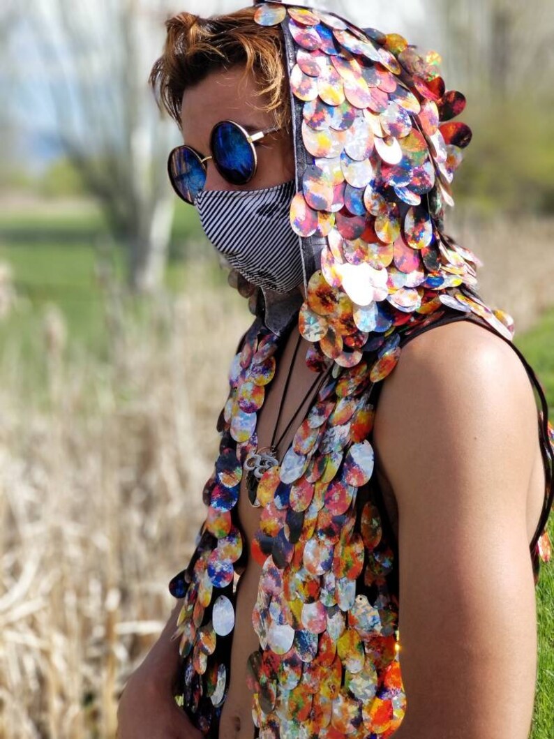 Entusiastiche gilet di paillettes | Felpa con cappuccio Festival | Hood olografica | Giacca Festival | Felpa con cappuccio senza maniche | Rave con Entusiastiche gilet di paillettes | Felpa con cappuccio Festival | Hood olografica | Giacca Festival | Felpa con cappuccio senza maniche | Rave con