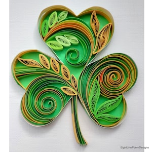 Irish Shamrock 3D Paper Art | Irish Pride St Patrick&#39;s Day Decor | Unique Handmade Paper Quilling Original Design 8x10 Matted