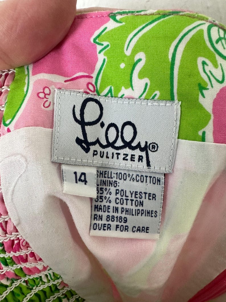 Vintage Lilly Pulitzer Taboo-zonnejurk met olifantenpalmprint 14 preppy party meisje afbeelding 3