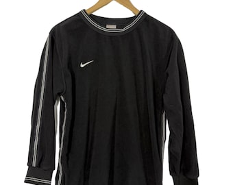 Vintage Nike Fit Pullover Sweatshirt Boys LG 14 Black Fleece 90s Raglan Swoosh