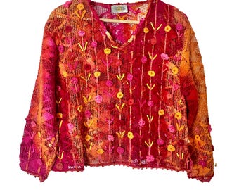 Vintage Sandy Starkman Sweater Medium Lagenlook Avant Garde Art To Wear Colorful