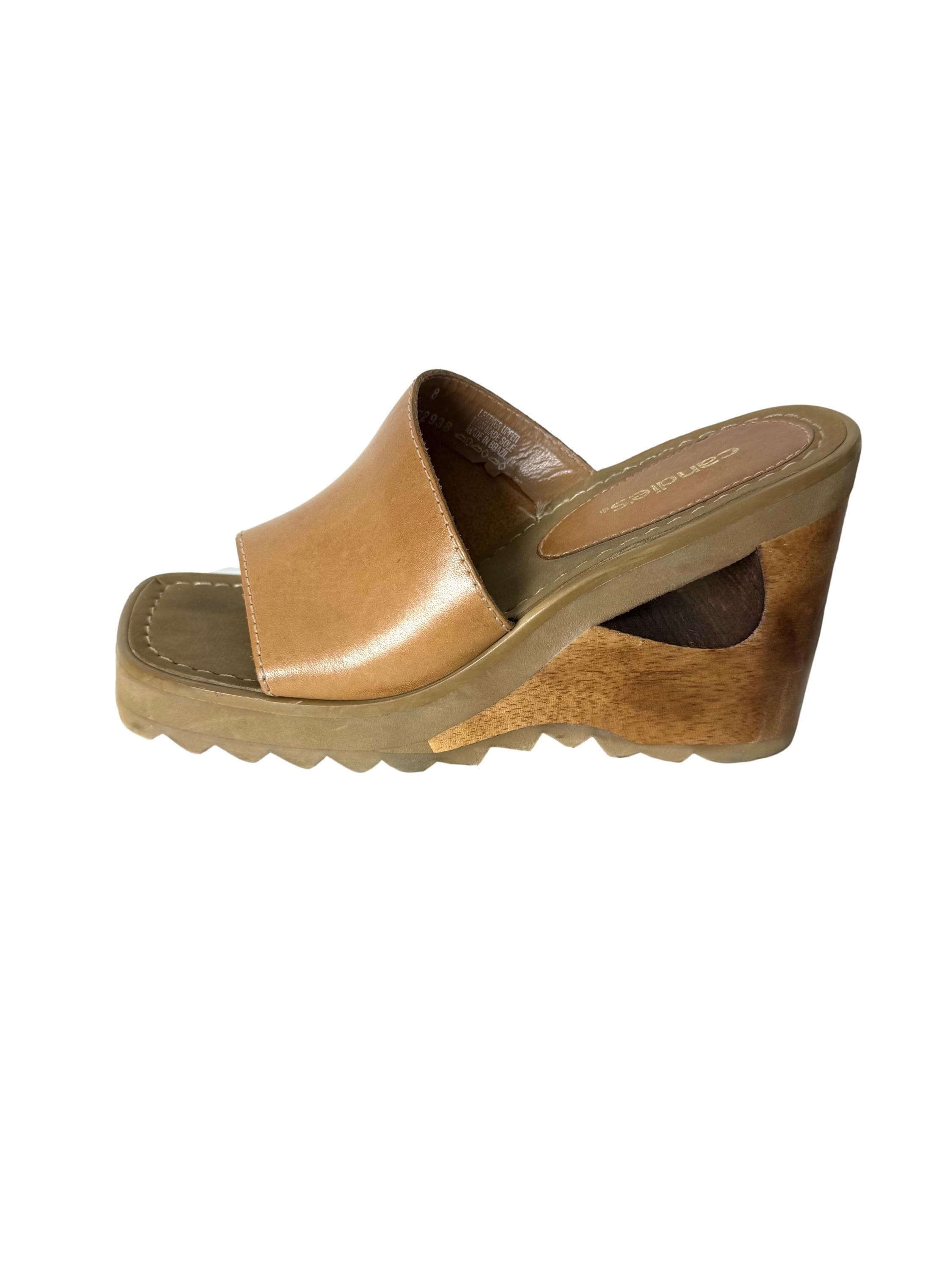 Candies Vintage Wedge Platform Sandals Sz 8 Y2K Chunky Cut Out Wood Heels Boho