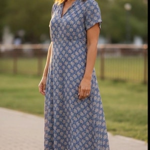 knee length dresses for ladies Hattie Dress in Cornflower Blue Lace main image 1