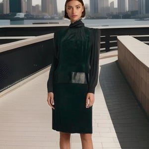 Vintage Albert Nipon Mock Neck Satin Streifen Midikleid Größe 4 Luxus Designer