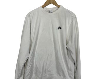 Vintage Nike Crewneck Sweatshirt Size Large Men Unisex White 90s Pullover Swoosh