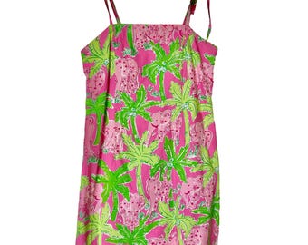 Vintage Lilly Pulitzer Taboo Elephant Palm Print Sundress Girl’s 14 Preppy Party