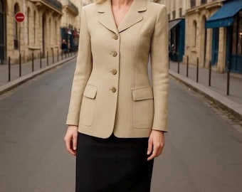 Blazer vintage Valentino beige talla 38/EE. UU. 8 de un solo pecho de diseñador de lujo de trabajo