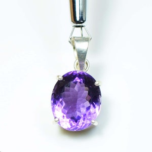 Natural Purple Amethyst Solid 925 Sterling Silver Pendant For Women, Handmade Engraved Pear Silver Pendant For Wedding Anniversary