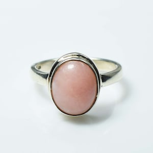 Pink Opal Ring, 925 Silver Ring, Handmade Ring, Anniversary Ring, Women Ring, Simple Ring, Oval Stone Ring, Pink Opal Jewelry, Occasion Ring