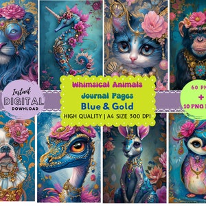 Whimsical animals Printables Whimsical animals junk journal digital printables animals Junk Journal Paper animals junkjournal commercial use