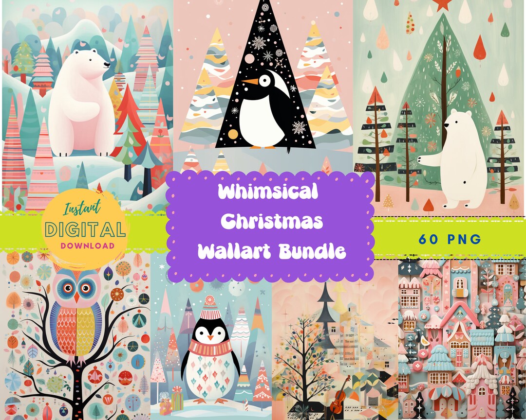 Christmas Wall Art Printable Set,warm Christmas Art,christmas Wall Art