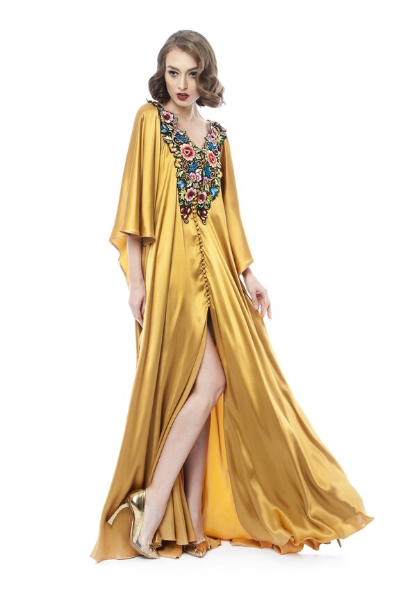 satin maxi evening dress