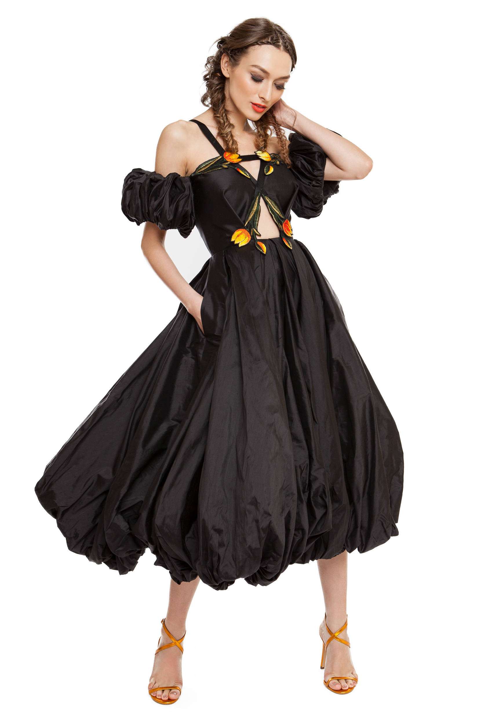 Bouffant dress with handmade embroidery Etsy