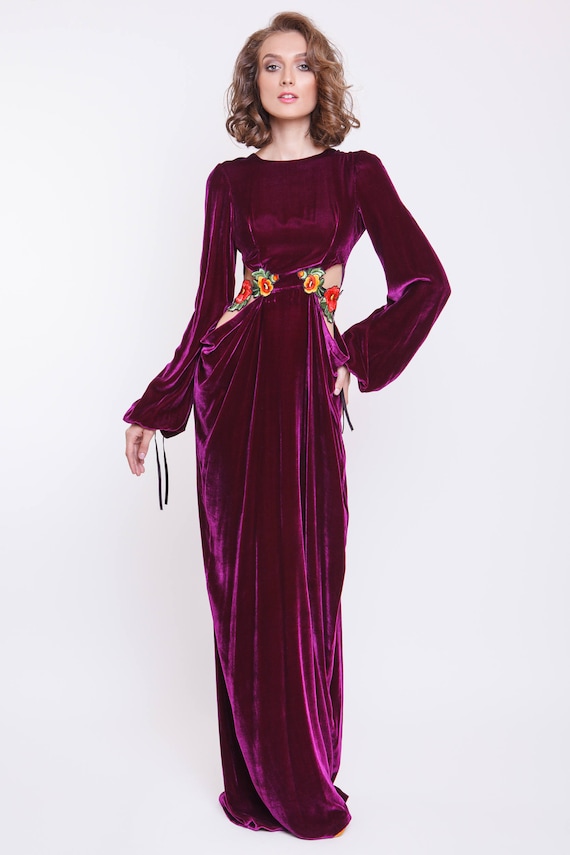 velvet and satin dress