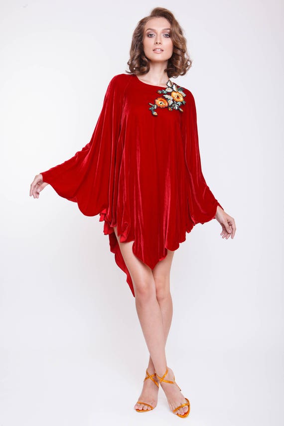 red velvet tunic dress