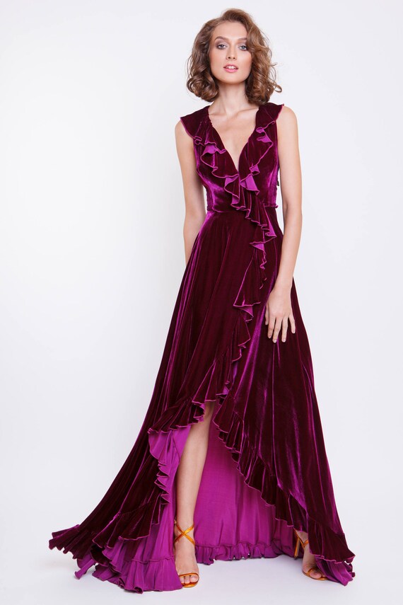 wrap dress evening gown