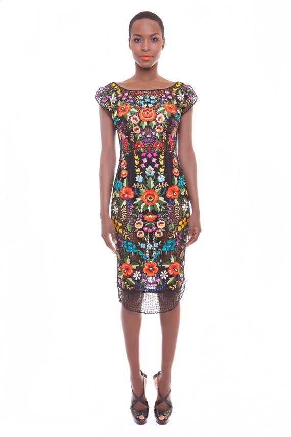 silk embroidered dress