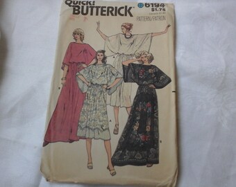 Butterick 6194 vintage 1970s skirt and top with kimono sleeves and bateau neckline