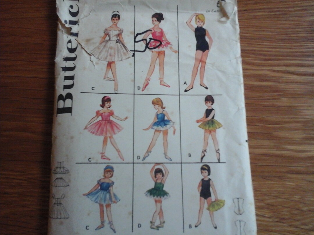 S3168 Pattern Butterick Pattern 3168 1960s Ballerina Dancing Costume Tutu Leotard ...