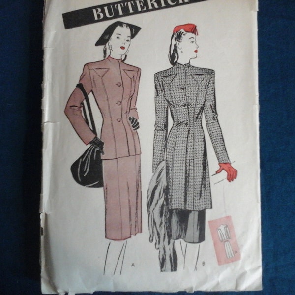 1940s Butterick 3324 sewing pattern woman's jacket skirt suit coat size 12 complete