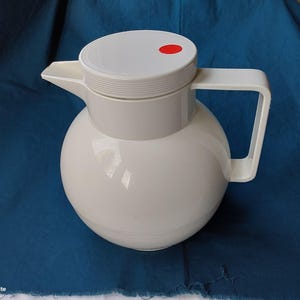 Vintage 1970s white Rotpunkt insulated carafe West Germany 4 cups 1 liter retro thermos