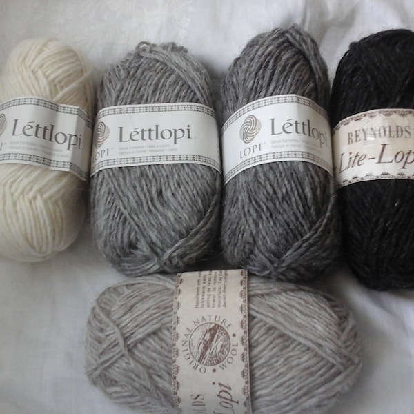 Lite-lopi lett lopi wool yarn from Iceland browns greys ecru several 50g skeins available by Reynolds and Istex 0086 0005 0057 0051 0056