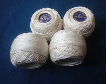Lot of 4 spools DMC Cordonnet Special ecru cotton thread for crochet and tatting 197 meters 20 grams size 30 from France