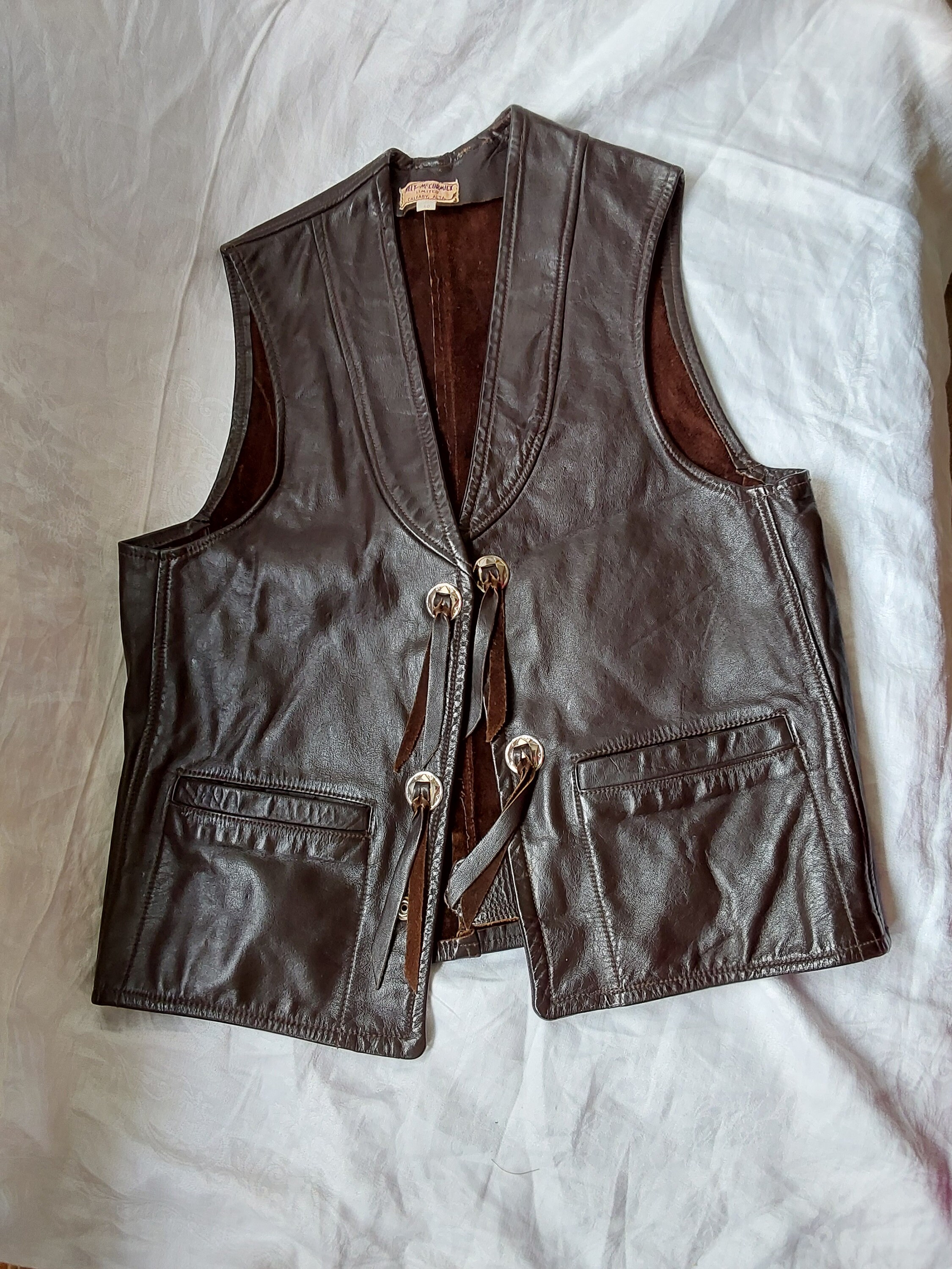 Concho Leather Vest - Etsy Canada Concho Leather Vest - Etsy Canada