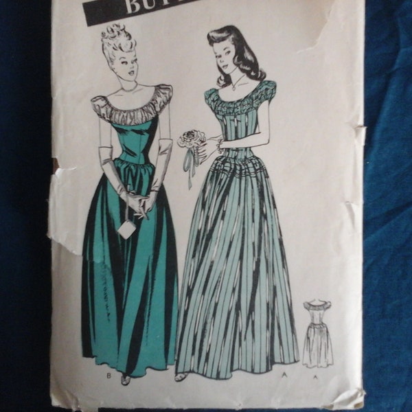 1940s evening prom dress pattern Butterick 3741 size 16 unused