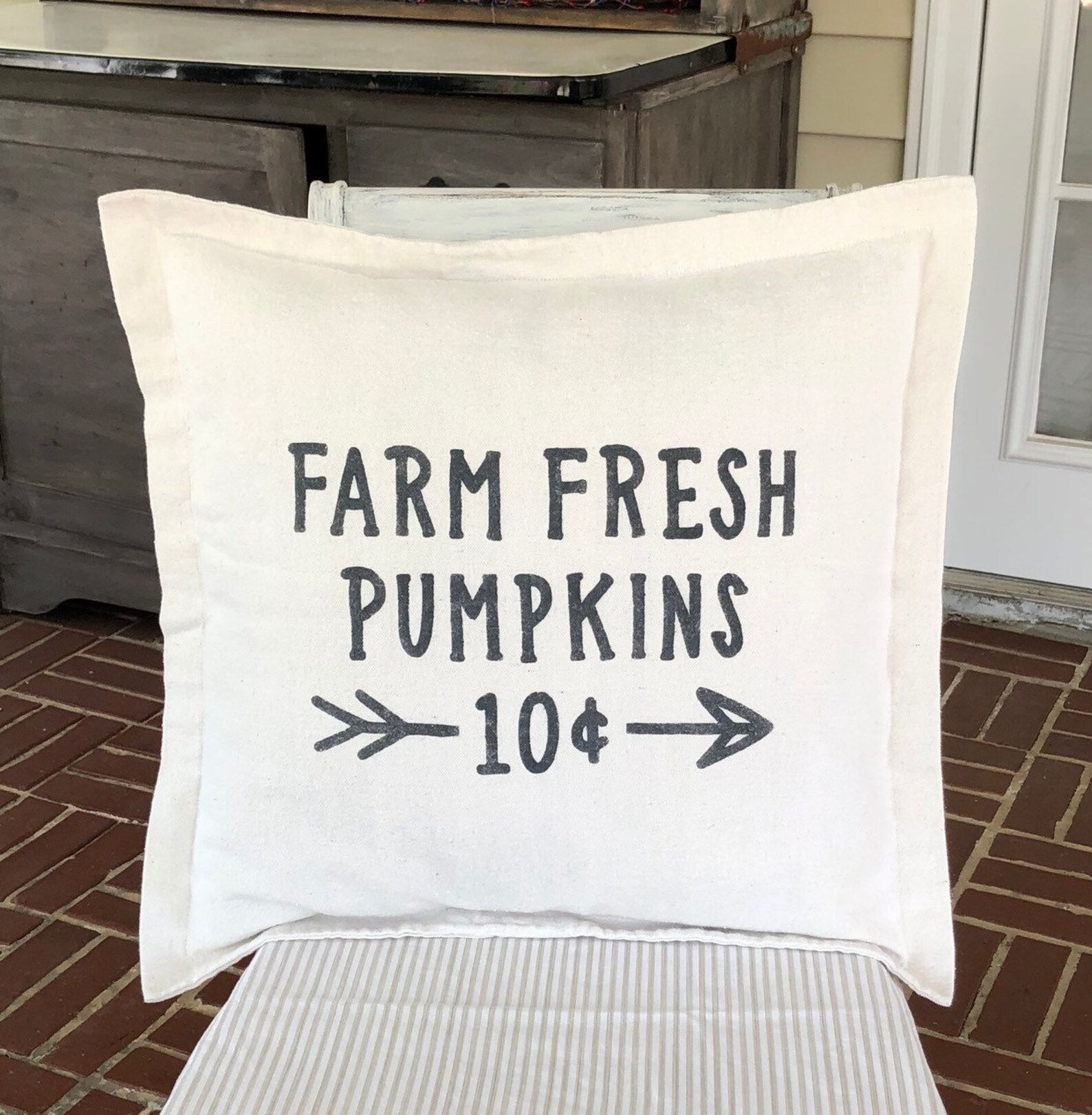 Farmhouse Pillow Cover Drop Cloth Throw Pillow Cover Farm Etsy