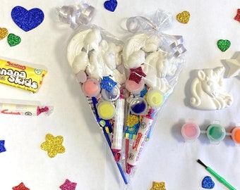 Sweet Cone and craft party bag- Party Bag Fillers-Birthday Party Gifts- Vegetarian sweets- lots of themes  unicorn, nature, superhero….