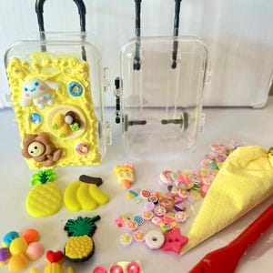 Decoden Cream Glue Kit-Craft Gift-Item,Cream Glue,Charms,Embellishments-Kit for Beginners-Decoden Projects-Kawaii-Charms-DIY Craft Kits