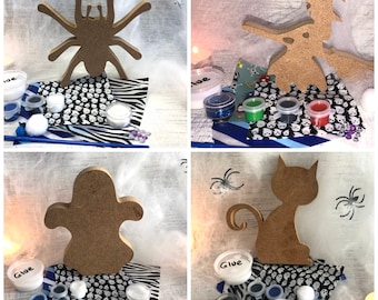 HALLOWEEN Craft Kit-Children & Adult Craft-Halloween Party Activity-Halloween Gift-Trick Or Treat Present-Pumpkin Witch Spider Bat Ghost Cat