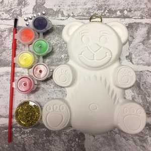 Teddy Bear Craft Kits-Ceramic-Children Party Bag Favours / Fillers Christmas Eve Box Stocking Filler image 1